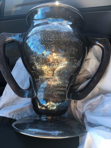 antique sterling silver golf trophy